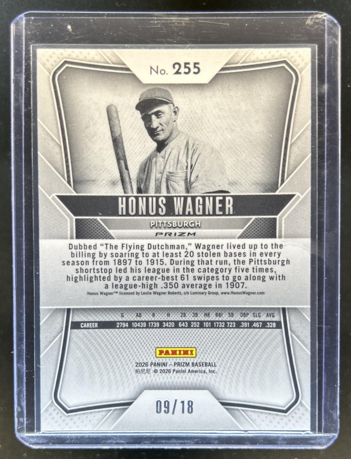 2026 Panini Prizm Honus Wagner Lotus Flower #/18 Pirates view 2
