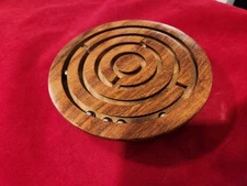 C👀L Hand Made 6" Round Labyrinth MAZE🔥 Wooden Toys Brain Teaser Puzzle Game