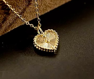 14K Yellow Gold Plated Women's Heart Pendant 100% 925 Sterling Silver No Stone