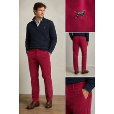 Chaps Corduroy Pants Mens 38x30 Red Excellent Embroidered Black Lab Critter