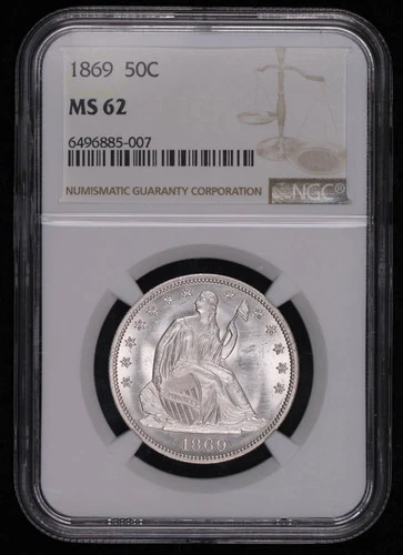 1869 Half Dollars Liberty Seated NGC MS-62