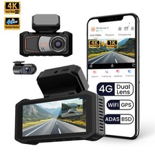 4G LTE 4K Dual lens Dash Cam Wifi Car DVR ADA...