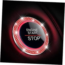 Car Bling Crystal Rhinestone Engine Start Ring Decals, 2 Pack Car Push Red