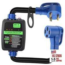 2.5FT 3600J Surge Protector 30 Amp to 50 Amp RV Adapter Cord TT-30P to 14-50R