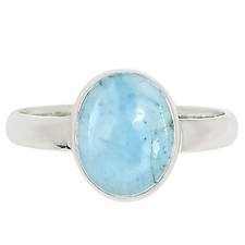 Natural Larimar Dominican Republic 925 Sterling Silver Ring s.8 Jewelry R-1001