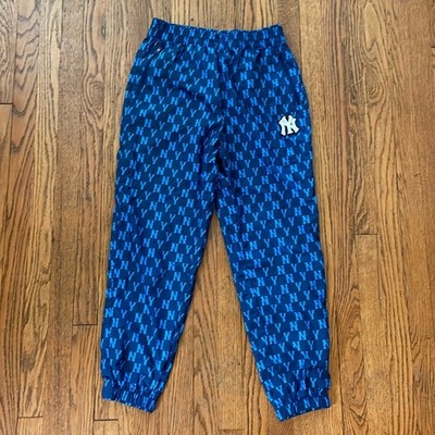 aespa x MLB Korea NY Yankees Monogram Logo Woven Nylon Pants Joggers Blue M
