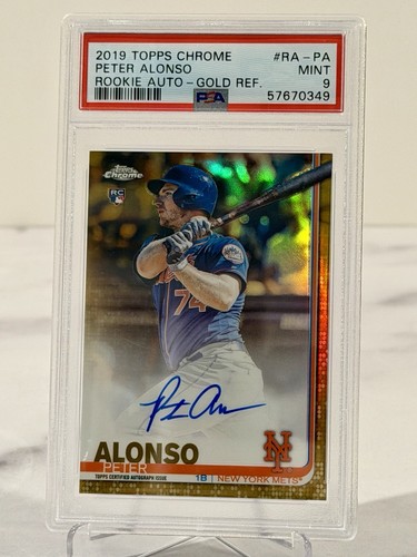 PETER ALONSO RC AUTO GOLD REFRACTOR 13/50 PSA 9 AUTO 2019 TOPPS CHROME #RA-PA