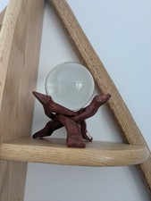 Crystal Ball with Wooden Stand - clear glass