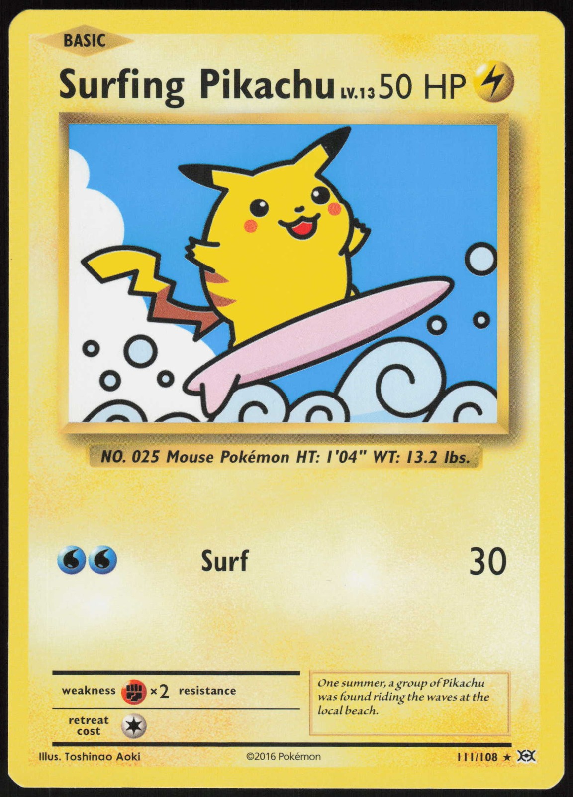 Surfing Pikachu Secret Rare XY - Evolutions 111/108 NM