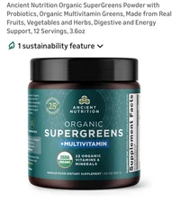 Organic Super Greens Multivitamin Whole Food Supplement Powder (sells $33)