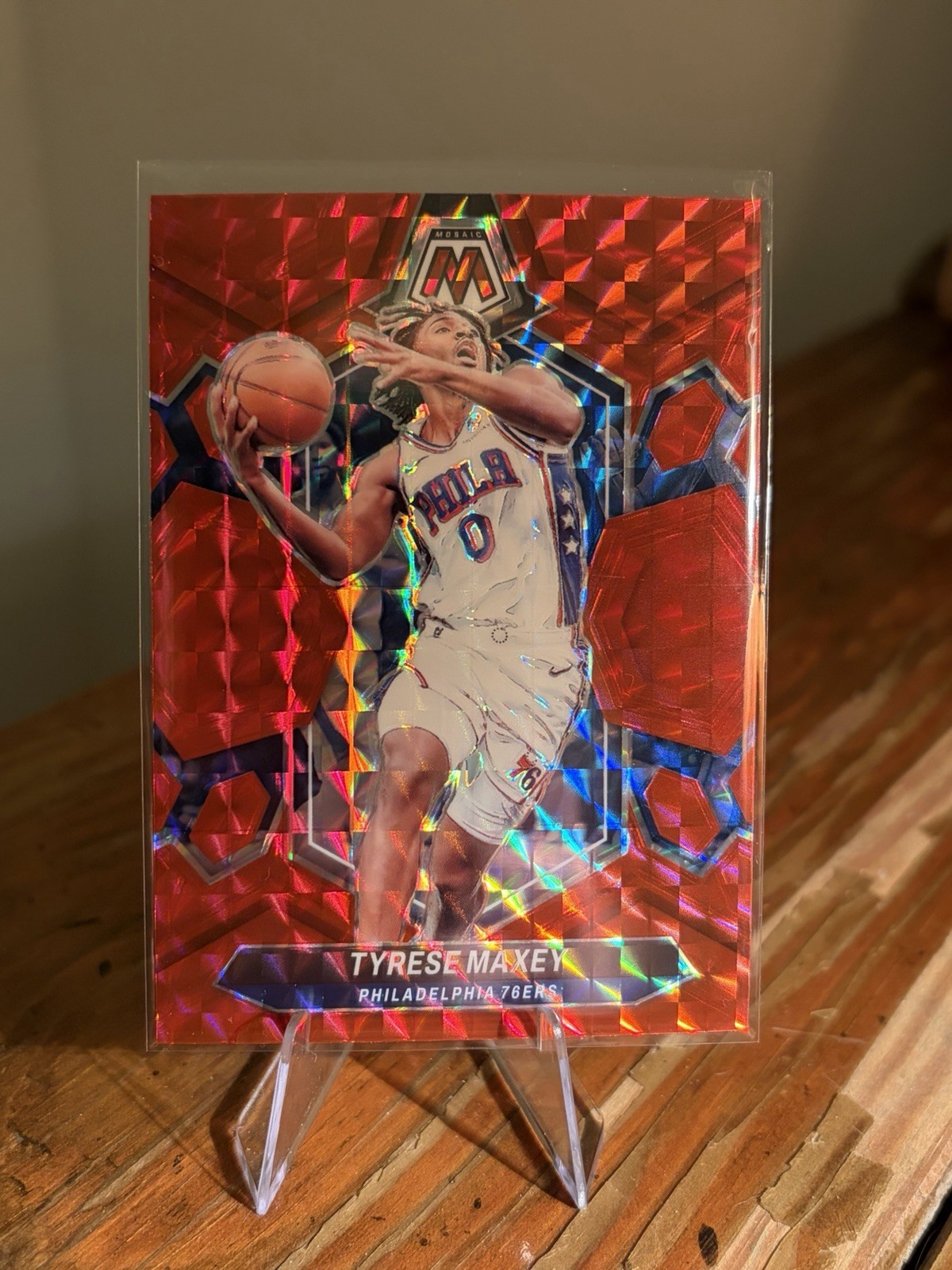 2023-24 Panini Mosaic - Tyrese Maxey #79 Red Mosaic Prizm