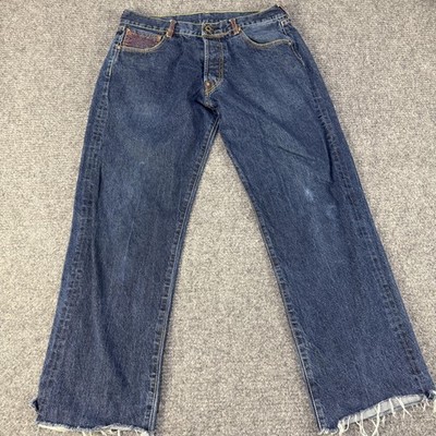 Red Monkey Company Jeans Mens 36 Blue Denim Button Fly Embroidered 36x29