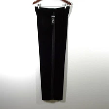 Alex Evenings Velvet Pants Women's Size XL Black Tuxedo Stripe Straight Leg