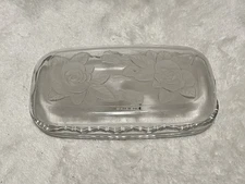 Vintage Home Beautiful Floral 2-Piece Frosted Glass Covered Dish 7.5"x4" Japan