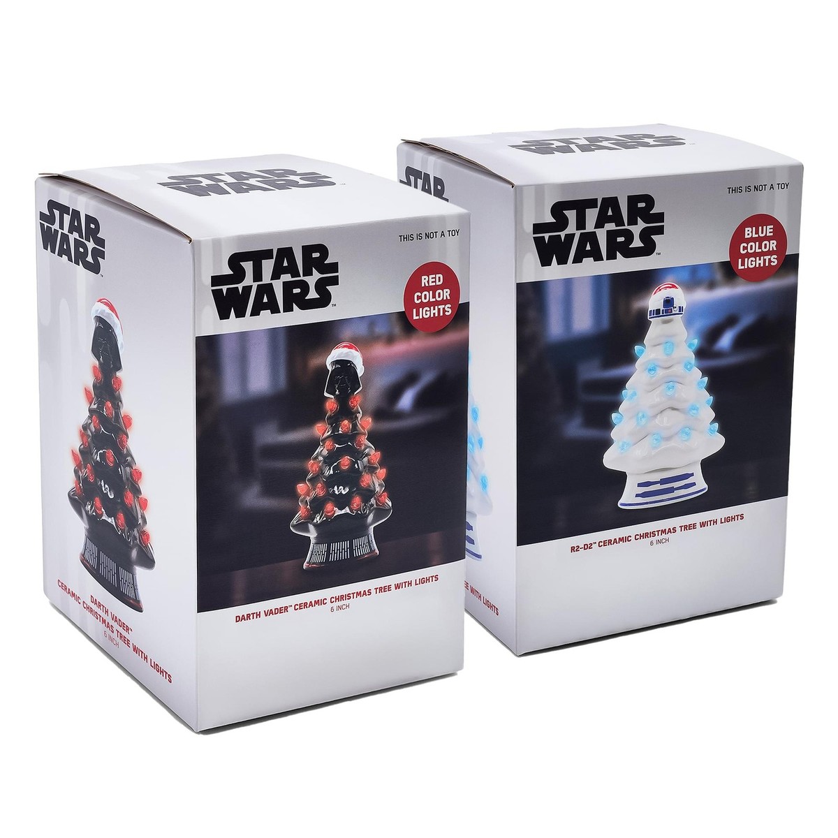 Star Wars Light-Up Ceramic Christmas Tree Set Of 2 | eBay