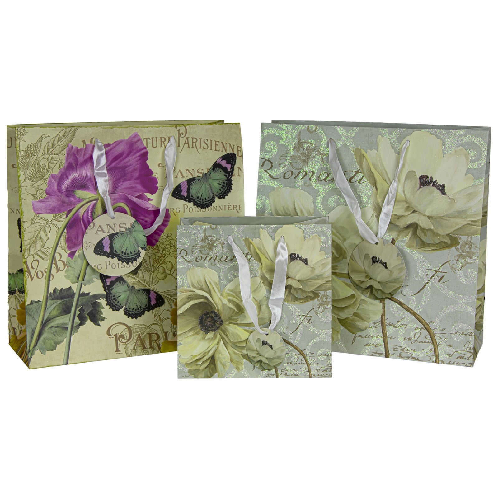 Набор подарочных пакетов в парижском стиле с цветами из 3 предметов 2590₽