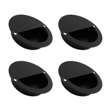 4 Pack Matte Black 3.5 90mm Round Hidden Concealed Pulls, Stainless Steel