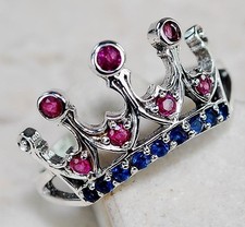 1CT Treated Ruby  Sapphire 925 Sterling Silver Filigree Ring Sz 7 FB-3