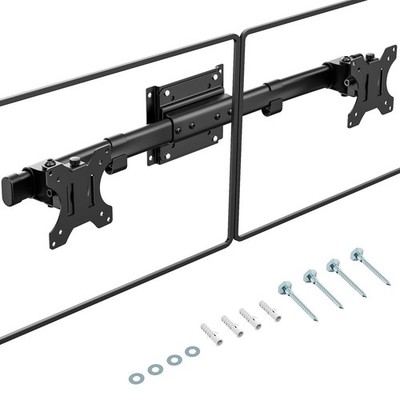 Dual Monitor Wall Mount Horizontal For 2 Screens Up to 27 Inch VESA 75/100