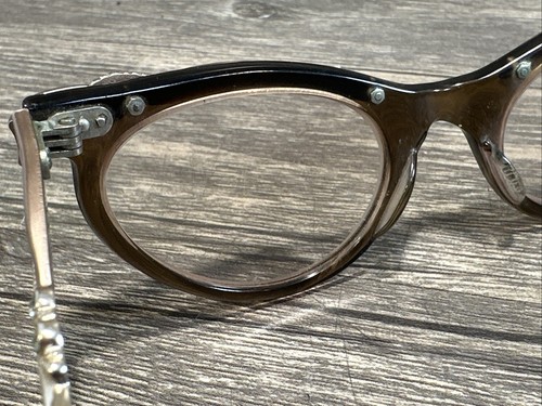CORNICE OCCHIALI DA VISTA VINTAGE ANNI 50 CAT EYE U/Z 5 1/2 Made in USA neri - Foto 11 di 21
