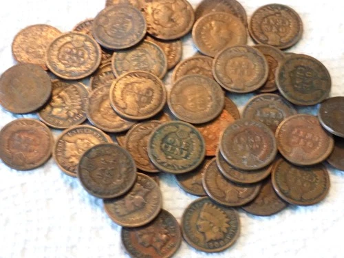 INDIAN HEAD PENNY Cent 50 Pc Lot ~ 1800's (44) - 1900's (6) ~ Inc 1909 VG Cond*