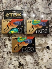 New TDK HS120 8mm Video Cassette Camcorder Tapes, 3 Pack, High Standard, Sealed