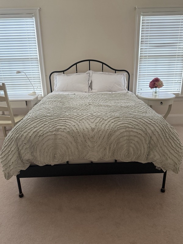 Queen Size Black Matte Metal Bed Frame Modern Style (Mattress Can Be Included)