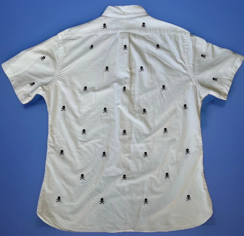 Ralph Lauren Shirt Mens XL White Black Skull Pattern Short Sleeve Button Down - Image 4 of 4