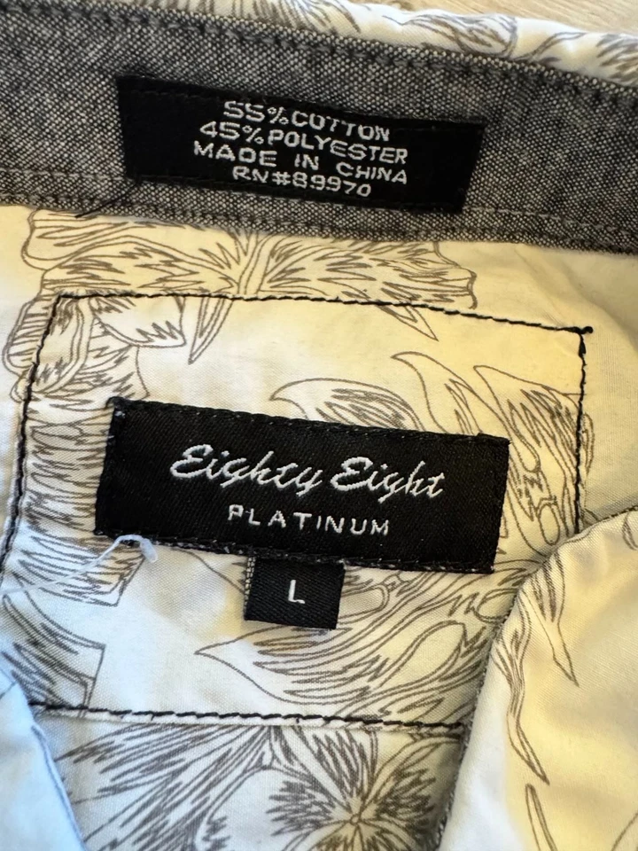 Eighty Eight Platinum Floral Botanical Button Down Shirt L Roll Sleeve Casual - Image 3 of 4