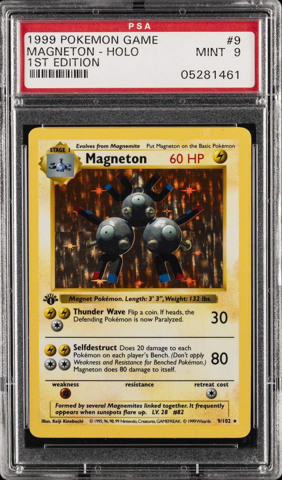 1999 POKEMON BASE SET 1ST EDITION #9 MAGNETON-HOLO PSA 9