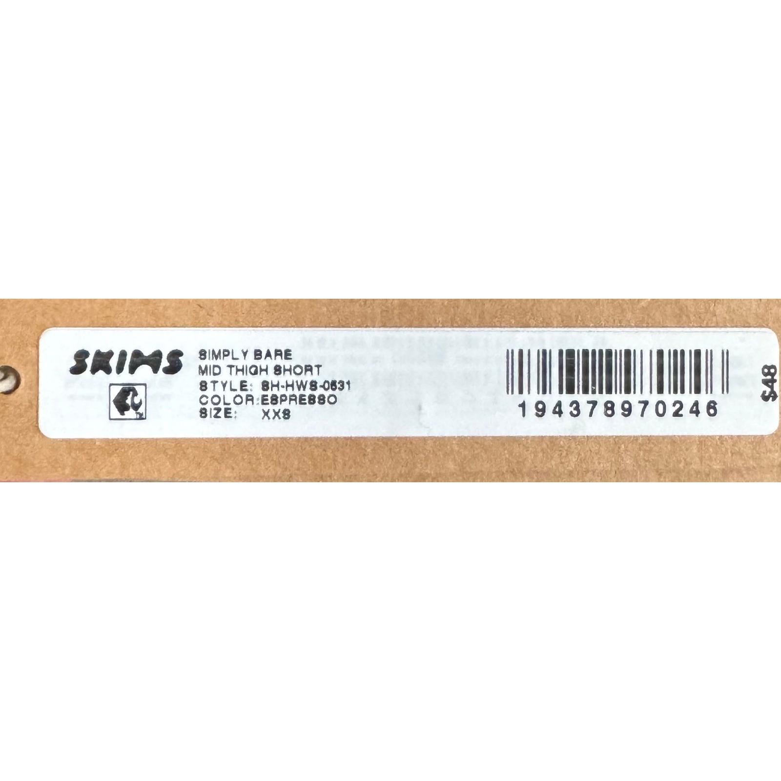 SKIMS Simply Bare Mid Thigh Short Espresso Brown Shapewear SH-HWS-0531 XXS NWT image 2