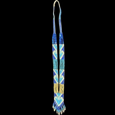 Antique Art Deco Woven Seed Glass Bead Sautoir Necklace 1920s Beaded Flapper