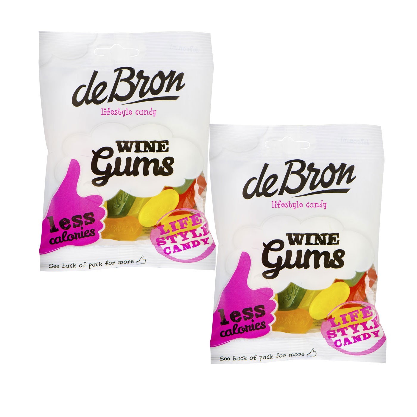 De Bron Sugar Free Wine Gums  2 x 100g - Gluten Free, Gelatine Free