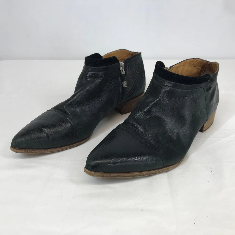 ALBERTO FERMANI Botines Cuero Negro Punta Cremallera Lateral Mujer Talla 39 Foto 2 de 4