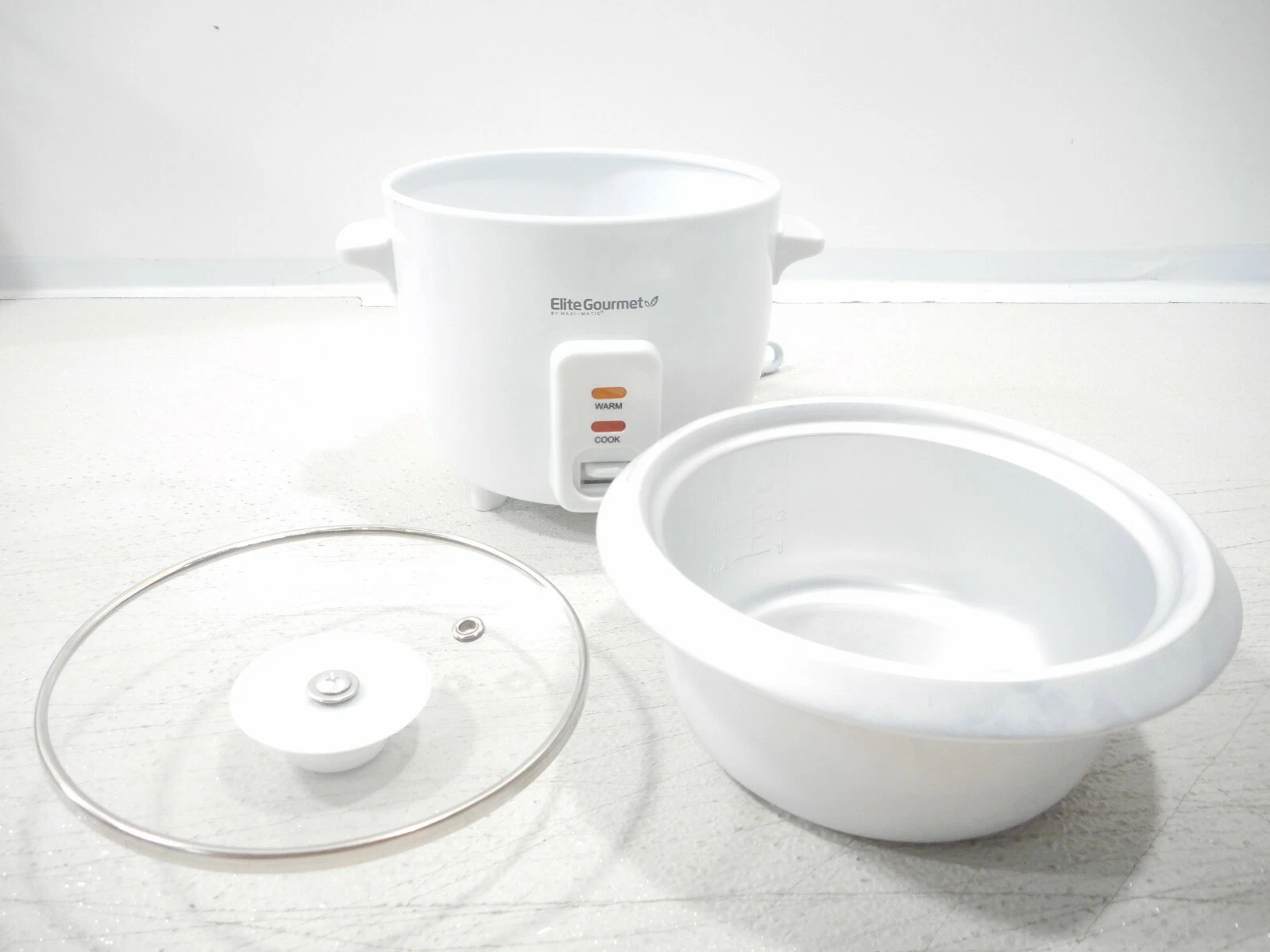 Elite Gourmet ERC-003ST Electric Rice Cooker Steamer Alum Inner Pot - White