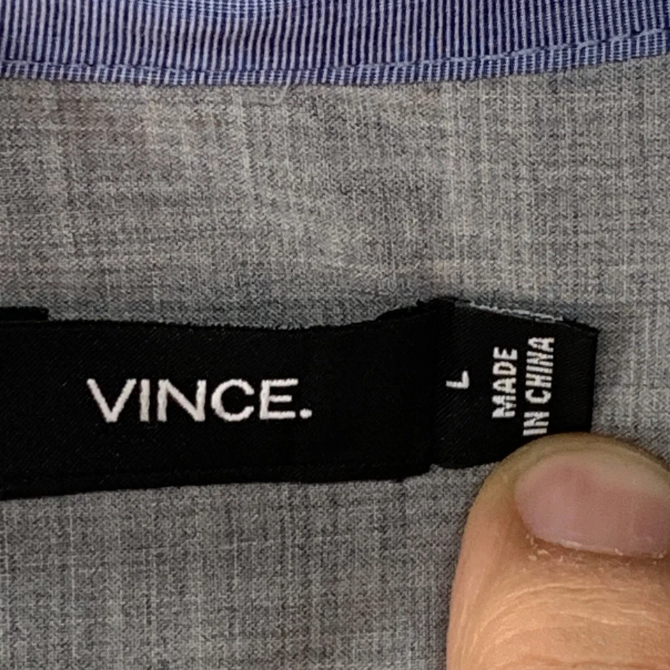 Camisa Vince Para Hombre Talla Grande Azul Pin Rayas Abotonada Manga Larga 100% Algodón Foto 2 de 4