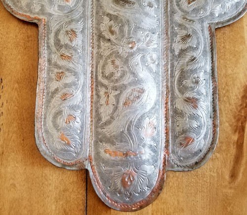 Vintage 1950 Israel gehämmertes Kupfer 26" hoch Hamsa Hand von Fatima Wanddekoration - Bild 5 von 12
