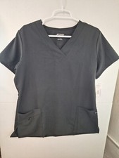 Jockey Medical Nurse Scrub Uniform Top 2206 BLACK 3-Pocket V-Neck NWT Large
