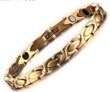 8.5'' 6mm Women Gold Titanium Stainless Steel Magnetic Therapy Chain Bracelet