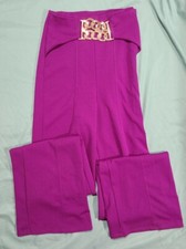 NWT Fashion Nova Wide Leg Purple Magenta Gold Belt Pants XS Extra Small 