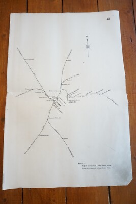 1915 North Eastern Railway Distance Diagram Plan Map York Harrogate Burton Lane