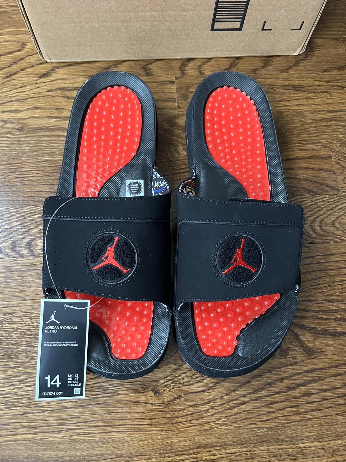 Nike Air Jordan Hydro 8 Retro Slides Bred Mens Size 14 Sandals Black