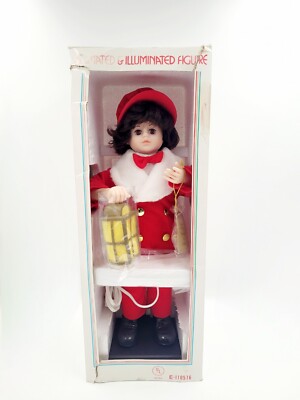 Vtg TELCO Motionette Animated Christmas Victorian Boy Caroler W/ Lantern NEW