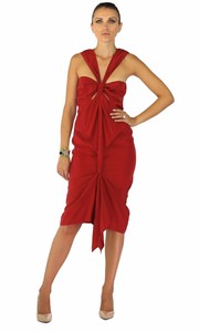 tom ford red ruched tulle dress