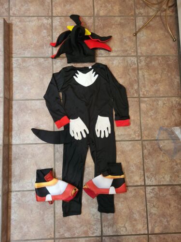 Boys Sonic Shadow The Hedgehog Costume Kids Child Cosplay Party Jumpsuit Outfit - Picture 1 of 7