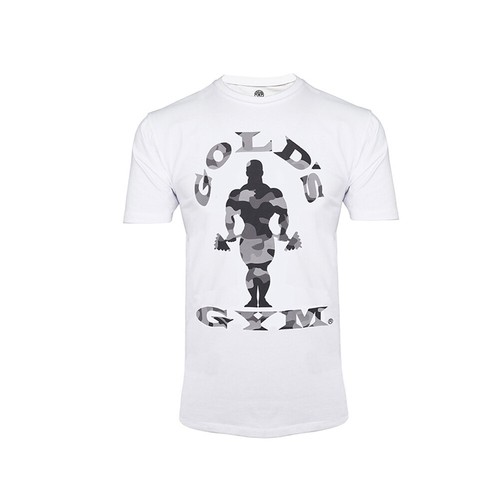 Golds Gym Camo Joe Printed T-Shirt White Bodybuilding Fitness Shirt Muscle Fit - Bild 2 von 30