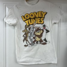 Looney Tunes Kids Small Sylvester, Coyote, Taz, Bugs Bunny White Shirt Used S