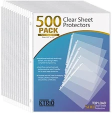 500 Sheet Protectors, 8.5 X 11 Inch Clear Page Protectors for 3 Ring Binder, 