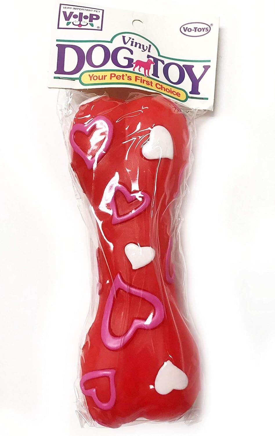 Vo-Toys Vinyl Heart Bone Valentine's Day 7" Dog Toy Red (1 T