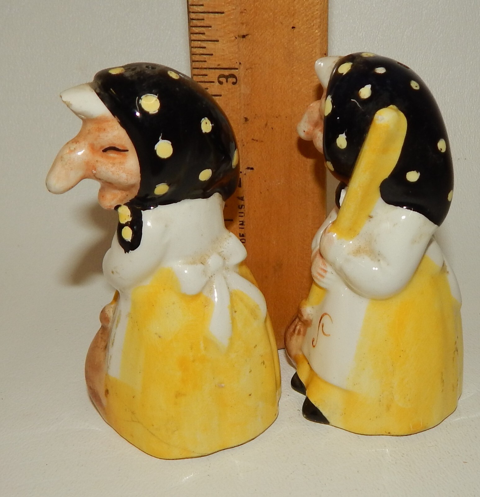 Vintage Japan Good Luck Yellow Kitchen Witches Salt Pepper Shakers eBay